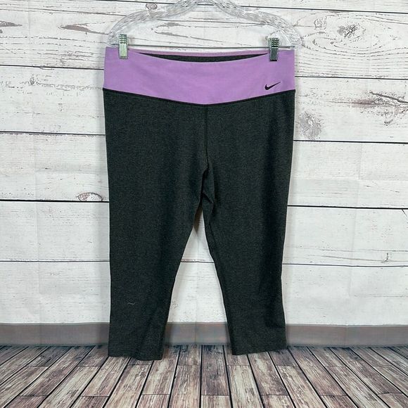 Nike Pants - Nike Dri Fit Womens Leggings size XL Gray Purple Pull on inseam 19 Activewear